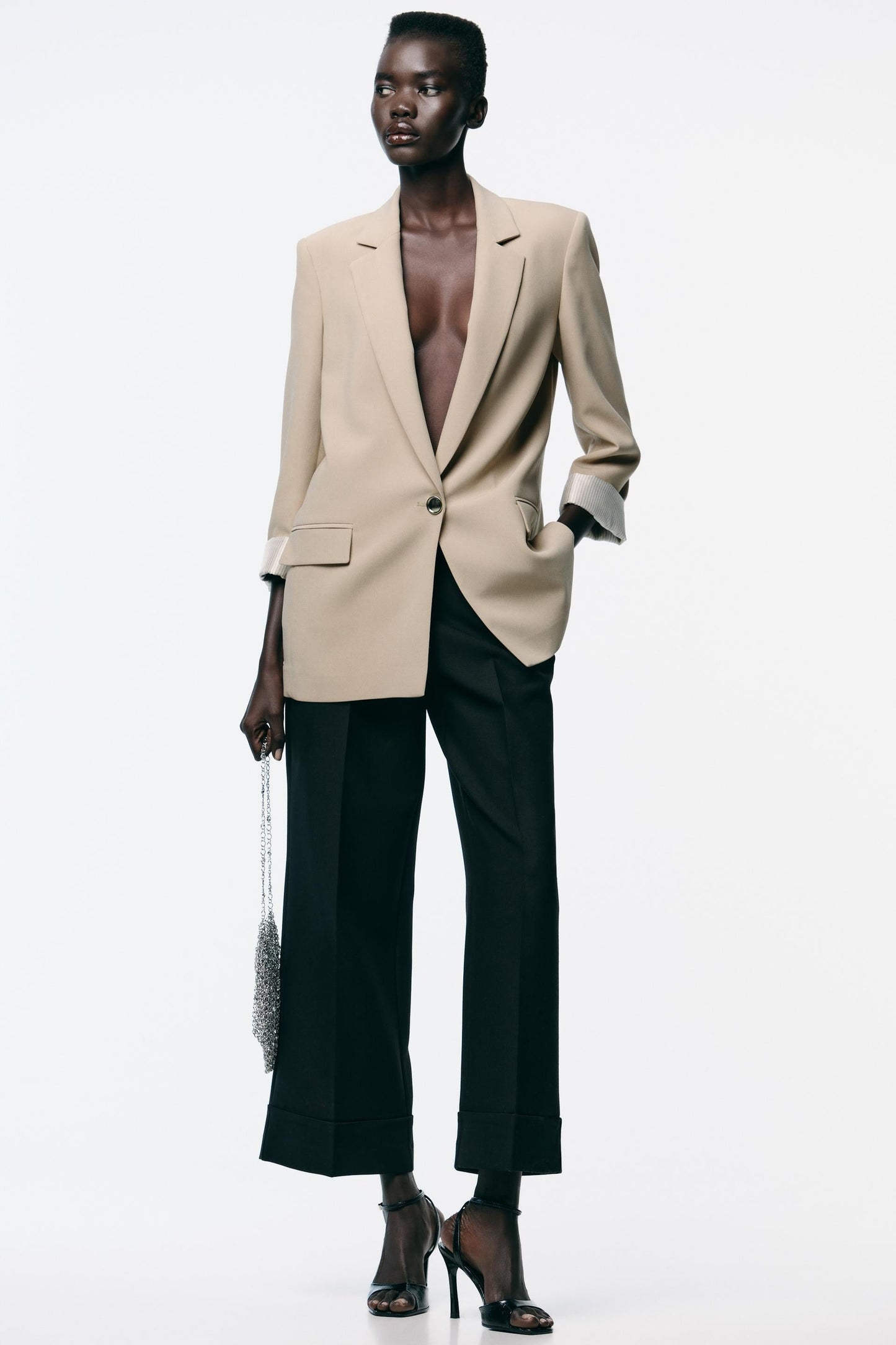 PRINTED CUFF BLAZER