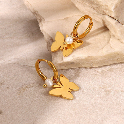Trendy Butterfly Hoop Earrings
