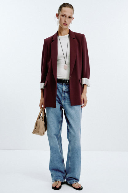 PRINTED CUFF BLAZER