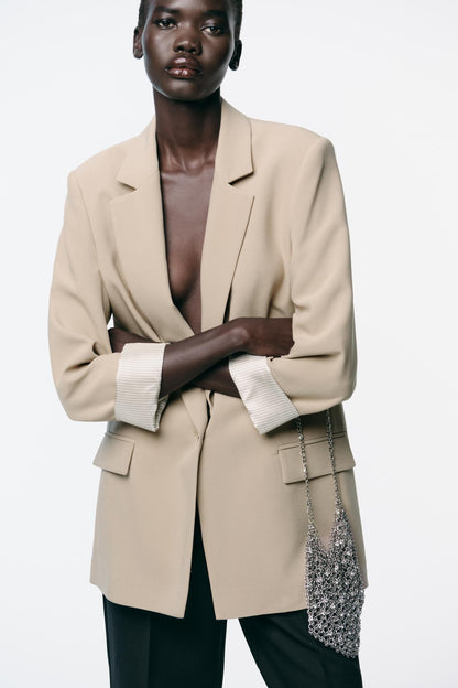 PRINTED CUFF BLAZER