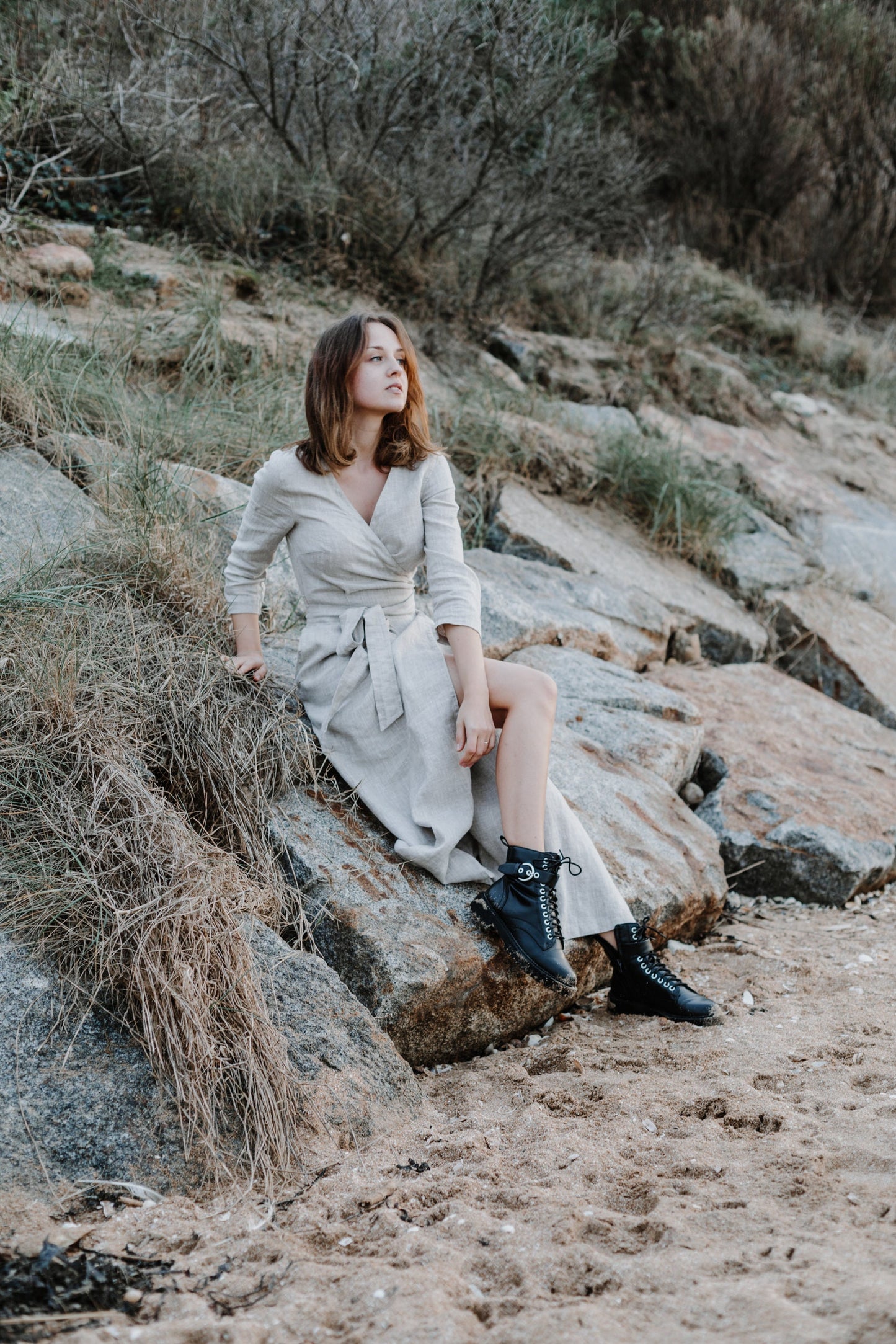 Linen Wrap Maxi Dress