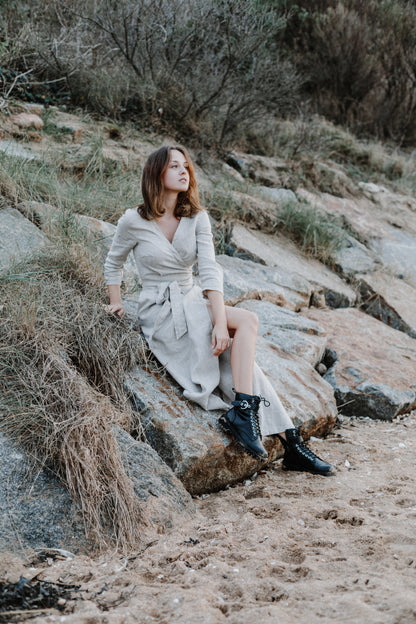 Linen Wrap Maxi Dress