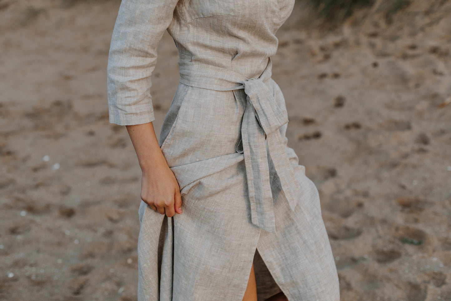 Linen Wrap Maxi Dress