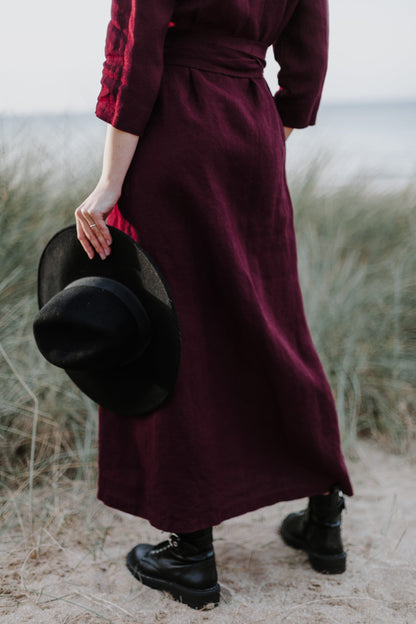 Long Wrap Linen Dress