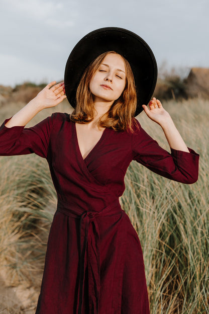 Long Wrap Linen Dress