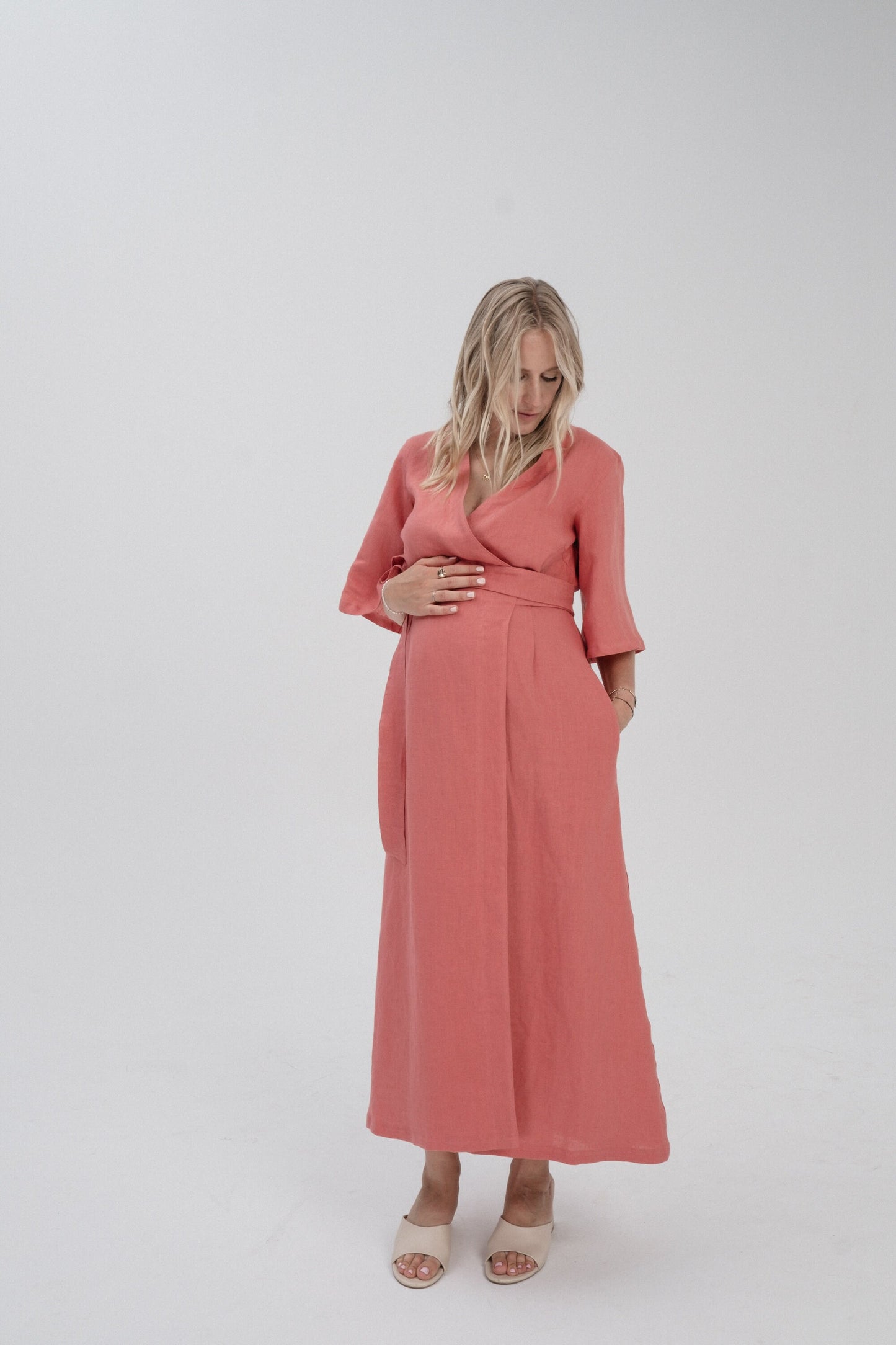 Maternity Linen Wrap Dress