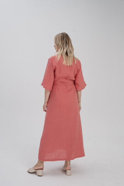 Maternity Linen Wrap Dress