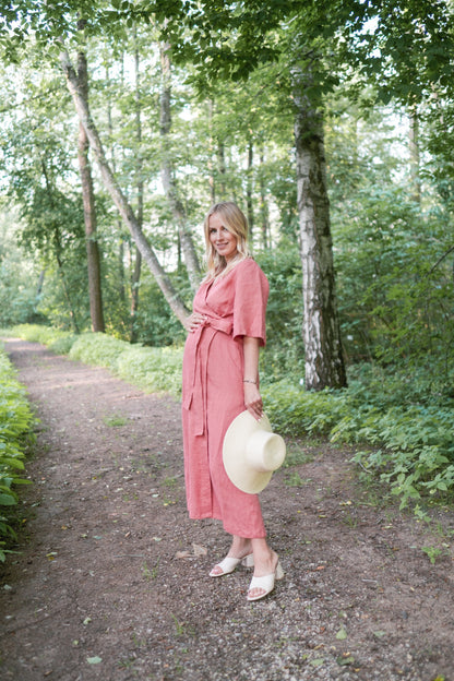 Maternity Linen Wrap Dress