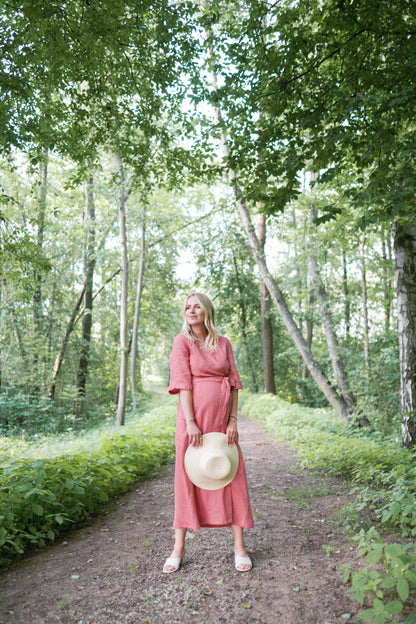 Maternity Linen Wrap Dress