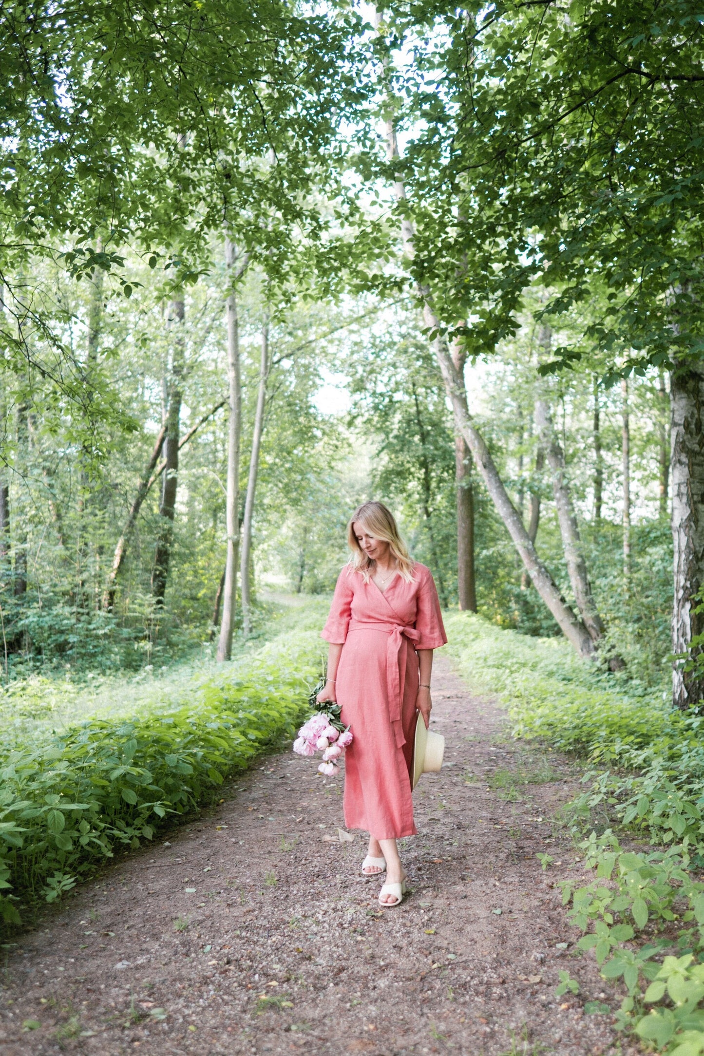 Maternity Linen Wrap Dress