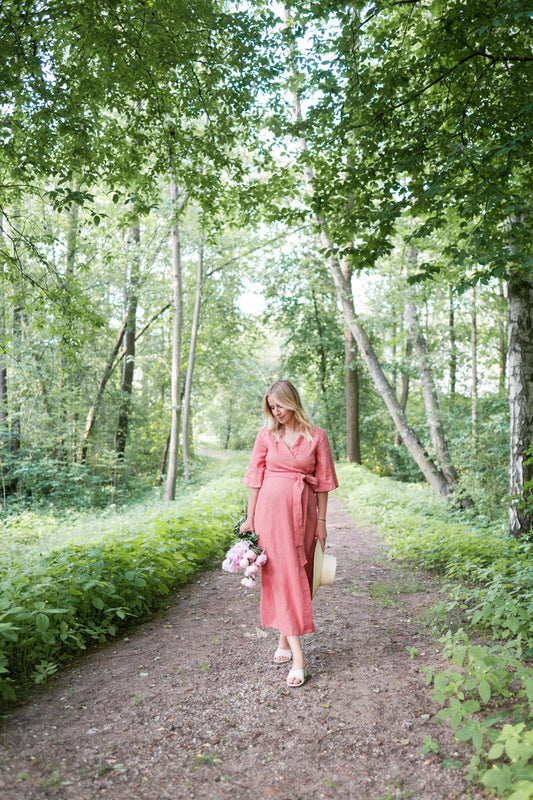 Maternity Linen Wrap Dress