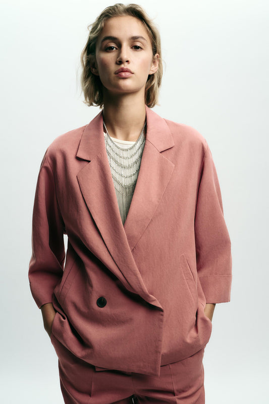 FRENCH SLEEVE DOUBLE-BREASTED BLAZER